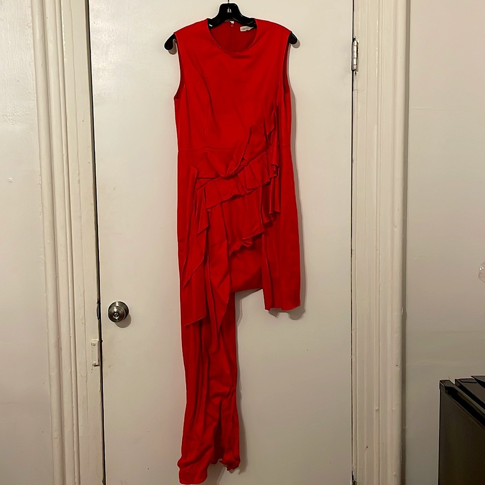NWOT Delpozo high-low red sleeveless dress
